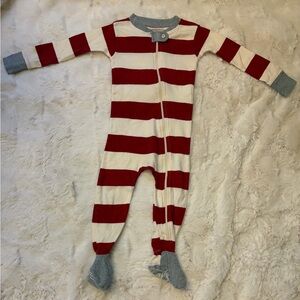 Burt's Bees Baby Red and Cream Striped Footie